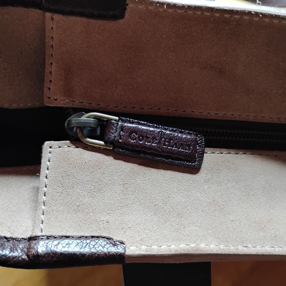 Cole Haan Tan and Brown Suede And Dark Leather Tote Bag - Picture 5 of 9